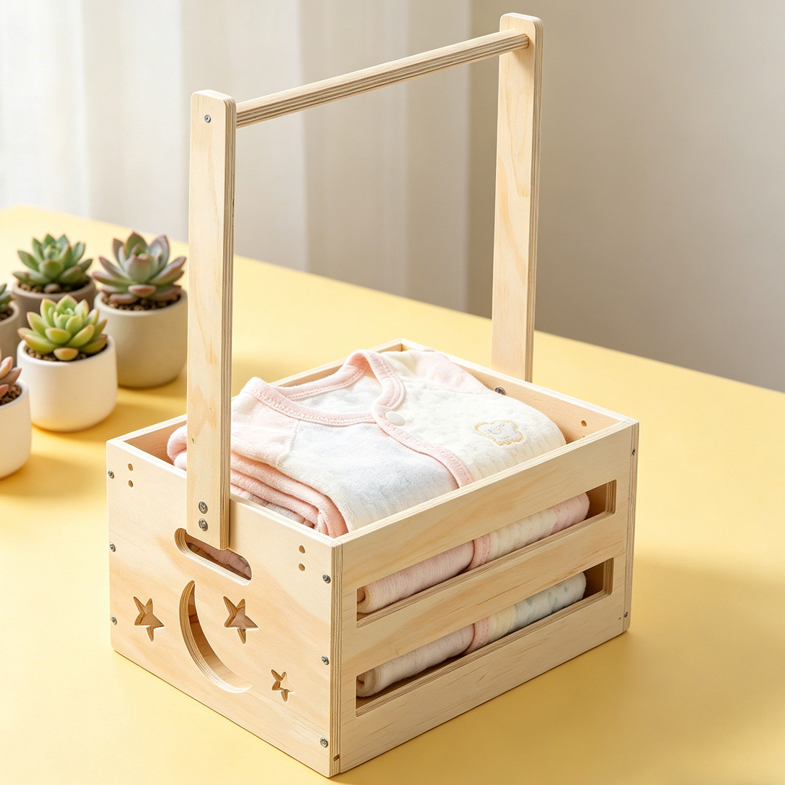 Portable Wood Laundry Hamper B - Baby Clothing Keepsake 评论和价格